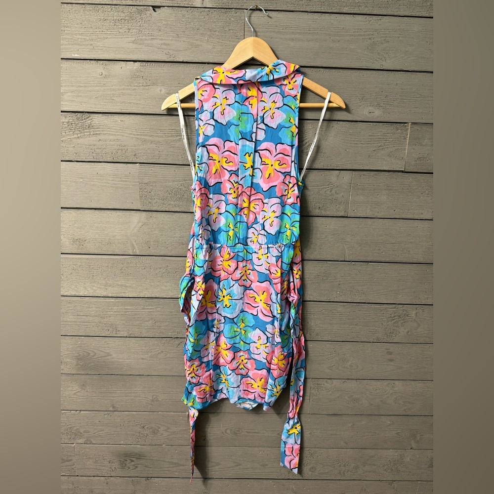 NWT For Love & Lemons Blue Yasmin Tropical Floral Mini Dress M Summer Boat Party - Picture 11 of 15